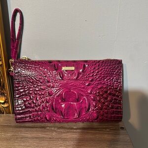 Brahmin Pink Crocodile Embossed Clutch